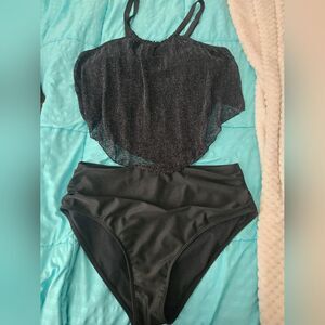 Black & silver two piece swimsuit size 1XL